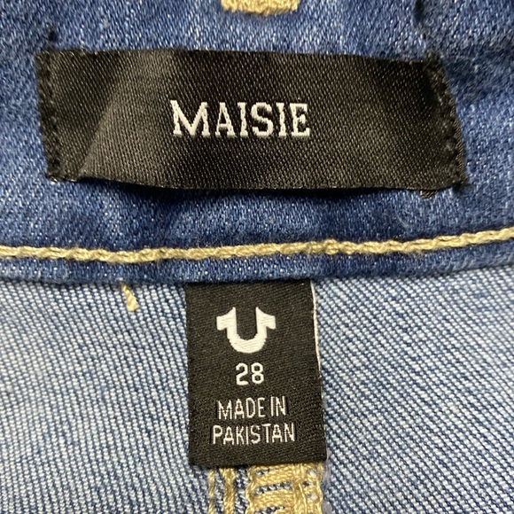 True Religion NEW Maisie Indie Sleeze High Rise Raw Hem Denim Shorts Size 28 - Picture 11 of 14
